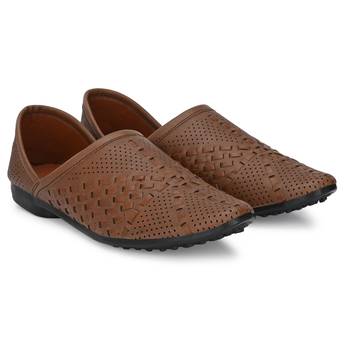 ZORIK Men's Brown Synthetic Leather SlipOn Casual Shoes 5
