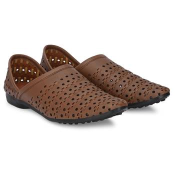 ZORIK Men's Brown Synthetic Leather SlipOn Casual Shoes 5