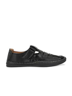 ZORIK Men's Black Synthetic Leather SlipOn Ethnic Sandal 3