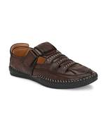 ZORIK Men's Brown Synthetic Leather SlipOn Ethnic Sandal