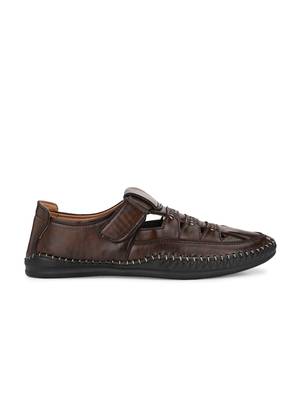 ZORIK Men's Brown Synthetic Leather SlipOn Ethnic Sandal 3