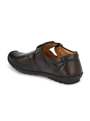 ZORIK Men's Brown Synthetic Leather SlipOn Ethnic Sandal 4