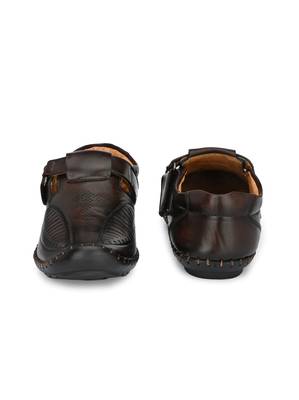 ZORIK Men's Brown Synthetic Leather SlipOn Ethnic Sandal 5
