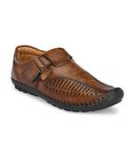 ZORIK Men's Tan Synthetic Leather SlipOn Ethnic Sandal