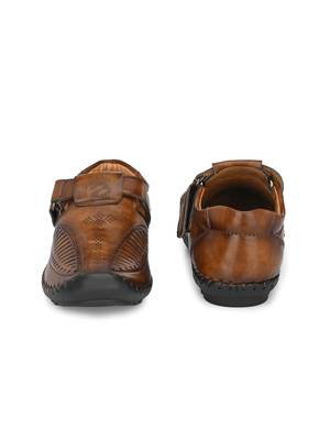 ZORIK Men's Tan Synthetic Leather SlipOn Ethnic Sandal 5
