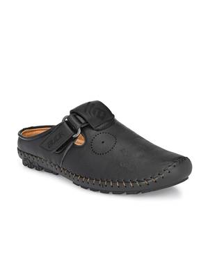 ZORIK Men's Black Synthetic Leather SlipOn Ethnic Sandal 1