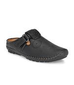 ZORIK Men's Black Synthetic Leather SlipOn Ethnic Sandal