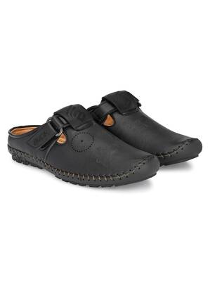 ZORIK Men's Black Synthetic Leather SlipOn Ethnic Sandal 2