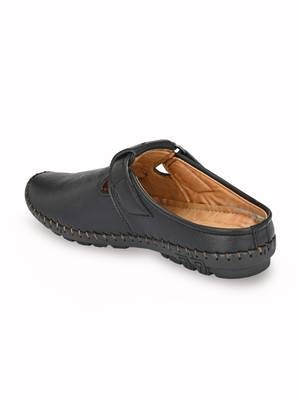 ZORIK Men's Black Synthetic Leather SlipOn Ethnic Sandal 4