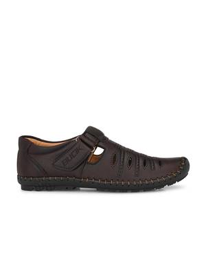 ZORIK Men's Brown Synthetic Leather SlipOn Ethnic Sandal 3