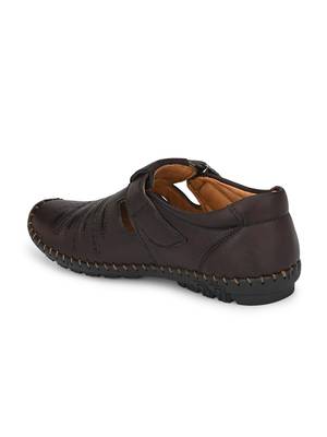ZORIK Men's Brown Synthetic Leather SlipOn Ethnic Sandal 4