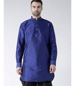 Solid Royal Blue Color Dupion Silk Pathani Kurta
