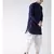 Solid Navy Blue Color Dupion Silk Pathani Kurta