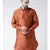 Solid Orange Color Dupion Silk Pathani Kurta