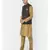Printed Black & Brown Color Dupion Silk Jacket with Kurta Set