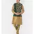 Printed Deep Green & Brown Color Dupion Silk Jacket with Kurta Set