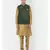 Printed Deep Green & Brown Color Dupion Silk Jacket with Kurta Set