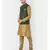 Printed Deep Green & Brown Color Dupion Silk Jacket with Kurta Set