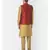Printed Red & Brown Color Dupion Silk Jacket with Kurta Set