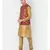 Printed Red & Brown Color Dupion Silk Jacket with Kurta Set