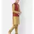 Printed Red & Brown Color Dupion Silk Jacket with Kurta Set