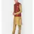 Printed Red & Brown Color Dupion Silk Jacket with Kurta Set