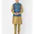 Printed Blue & Brown Color Dupion Silk Jacket with Kurta Set