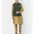Printed Deep Green & Brown Color Dupion Silk Jacket with Kurta Set