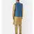Printed Blue & Brown Color Dupion Silk Jacket with Kurta Set