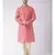 Coral Pink & Cream Color Jacquard Silk Kurta with Churidar set