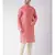 Coral Pink & Cream Color Jacquard Silk Kurta with Churidar set