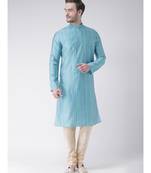 Sky Blue & Cream Color Jacquard Silk Kurta with Churidar set