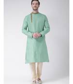 Green & Cream Color Jacquard Silk Kurta with Churidar set