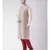 Cream & Red Color Dupion Silk Kurta with Churidar set