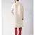Cream & Red Color Dupion Silk Kurta with Churidar set
