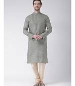 Deep Green & Cream Color Jacquard Cotton Kurta with Churidar set
