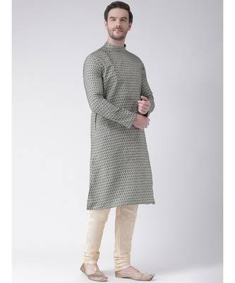Deep Green & Cream Color Jacquard Cotton Kurta with Churidar set 3