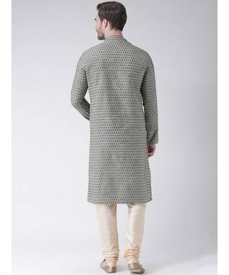 Deep Green & Cream Color Jacquard Cotton Kurta with Churidar set 4