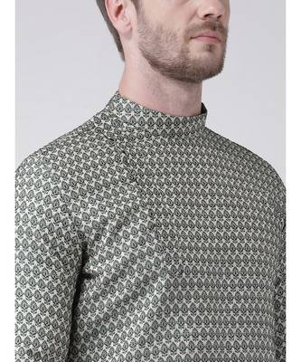 Deep Green & Cream Color Jacquard Cotton Kurta with Churidar set 5