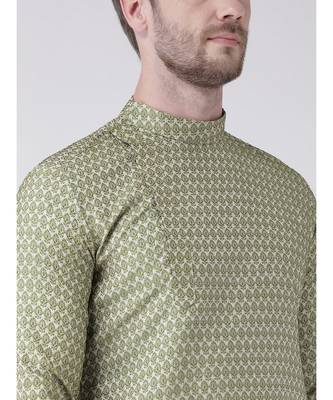 Green & Cream Color Jacquard Cotton Kurta with Churidar set 5