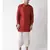 Red & Off White Color Dupion Silk Pathani Kurta with Dhoti Set