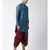 Blue & Red Color Dupion Silk Pathani Kurta with Dhoti Set
