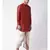 Red & Off White Color Dupion Silk Pathani Kurta with Dhoti Set