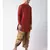 Red & Brown Color Dupion Silk Pathani Kurta with Dhoti Set