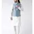 Blue & Off White Color Dupion Silk Kurta Jacket Set