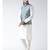 Blue & Off White Color Dupion Silk Kurta Jacket Set