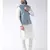 Blue & Off White Color Dupion Silk Kurta Jacket Set