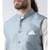 Blue & Off White Color Dupion Silk Kurta Jacket Set