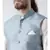 Blue & Off White Color Dupion Silk Kurta Jacket Set