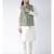 Green & Off White Color Dupion Silk Kurta Jacket Set